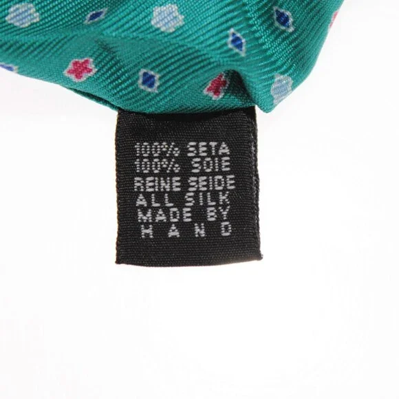 Drake's NWT Neck Tie in Teal Green with Red & Blue Geometric Pattern 100% Silk